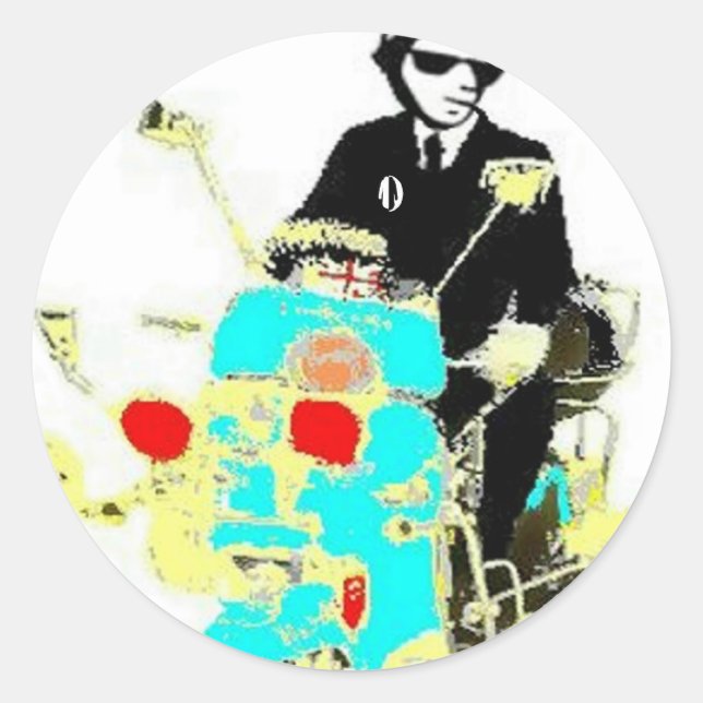 Sticker Rond Ska Sur Une Scoot (Devant)