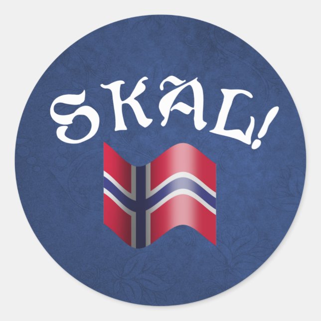 Sticker Rond Skal Norwegian Drapeau Norvège Dorer Toast (Devant)