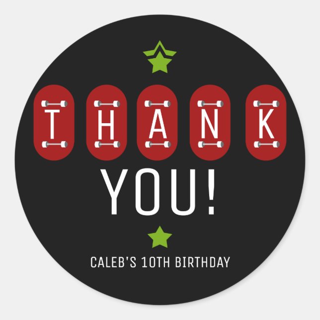 Sticker Rond Skate Boarder Skateboard Anniversaire Fête Favoris (Devant)