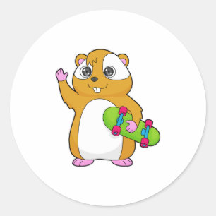 Sticker Rond Skate de Hamster