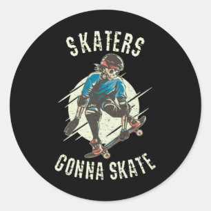 Sticker Rond Skate Skate Skeleton Skateboarder