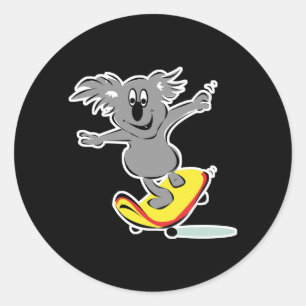 Sticker Rond skateboard amusant koala bear