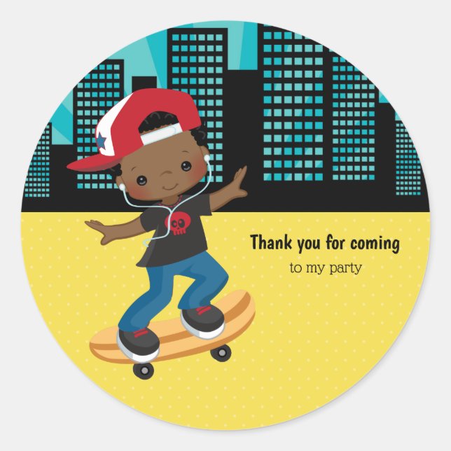 Sticker Rond Skateboard boy - choisissez votre couleur arrière  (Devant)