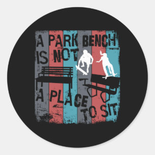 Sticker Rond Skateboard - Skateboard Funny Park Bench
