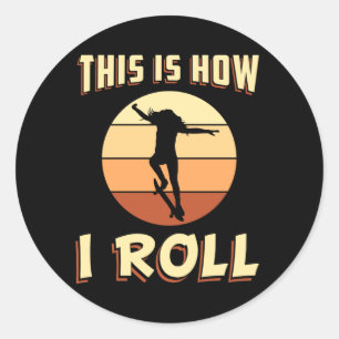 Sticker Rond Skater Girl Sk8 Skateboard Skate Retro Idée cadeau