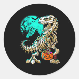 Sticker Rond Skeleton amusant TRex Halloween Garçons Dino Enfan