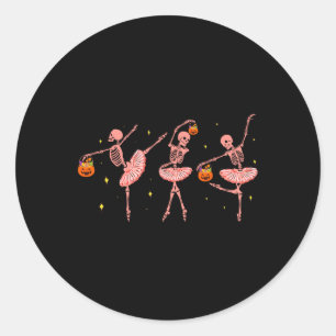 Sticker Rond Skeleton Ballerina Halloween Jack-o'-lantern Danse