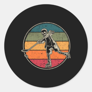 Sticker Rond Skeleton citrouille Hockey sur glace Halloween Spo