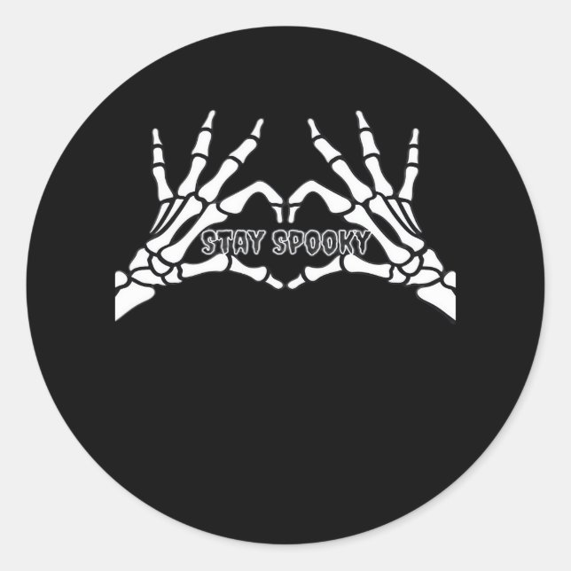 Sticker Rond Skeleton Coeur Et Mains Design Classique (Devant)