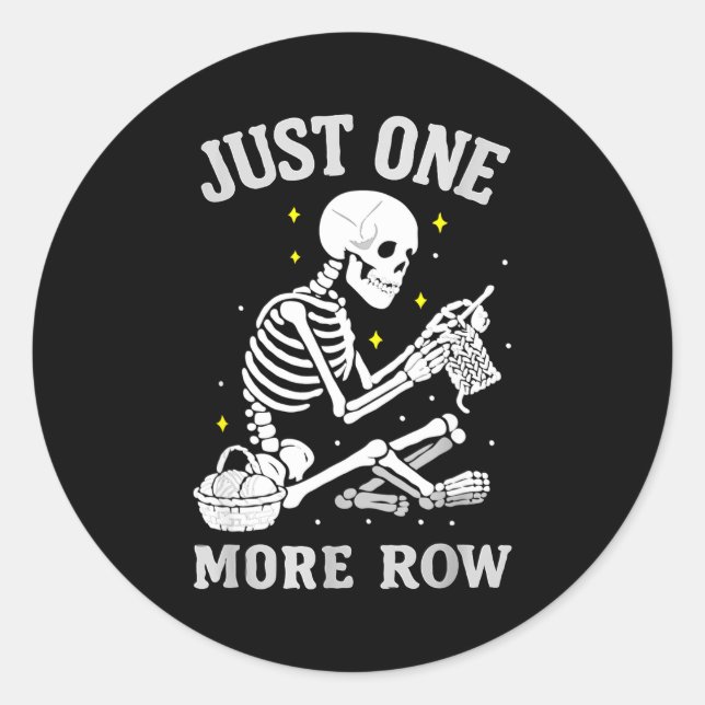 Sticker Rond Skeleton Crochet Crafter Tee Just One More Row  (Devant)