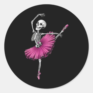 Sticker Rond Skeleton Dancing Ballet Amateurs Éffrayant Hallowe