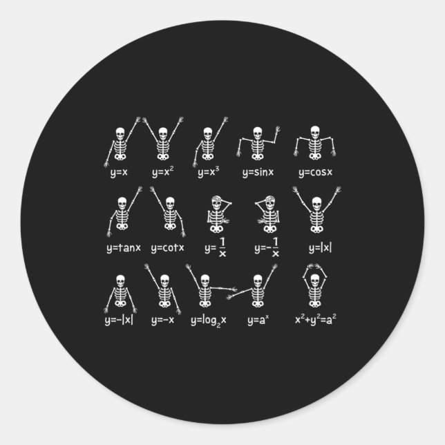 Sticker Rond Skeleton Danse Chiffres Équation Math Enseignant H (Devant)