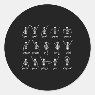 Sticker Rond Skeleton Danse Chiffres Équation Math Enseignant H