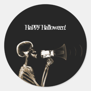 STICKER ROND SKELETON DE VISION X-RAY SUR MEGAPHONE - SEPIA