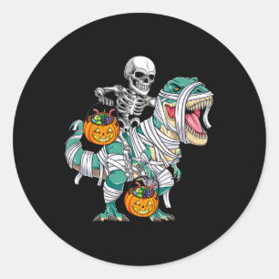 Sticker Rond Skeleton équitation Dinosaur T Rex Fun Kids Boys H