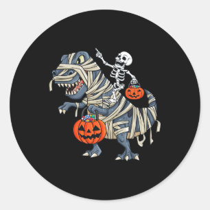 Sticker Rond Skeleton équitation maman T Rex Halloween Garçons 