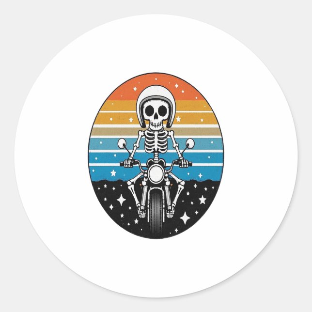 Sticker Rond Skeleton équitation moto (Devant)