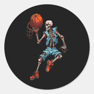Sticker Rond Skeleton Halloween Éffrayant Dunking Costume crâne