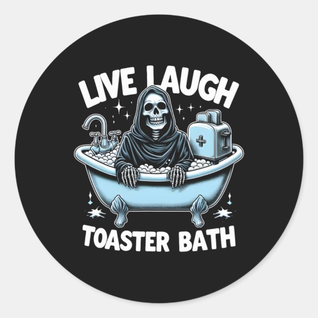Sticker Rond Skeleton Halloween Live Lauder Toaster Bath Design (Devant)