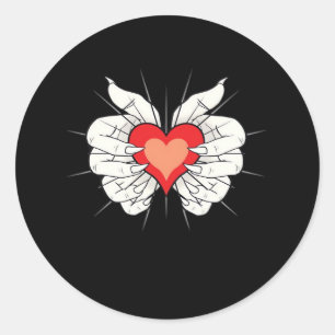 Sticker Rond Skeleton Hands Heart Classic
