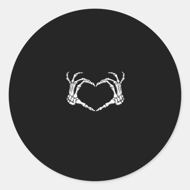 Sticker Rond Skeleton Hands Heart Graphic (Devant)