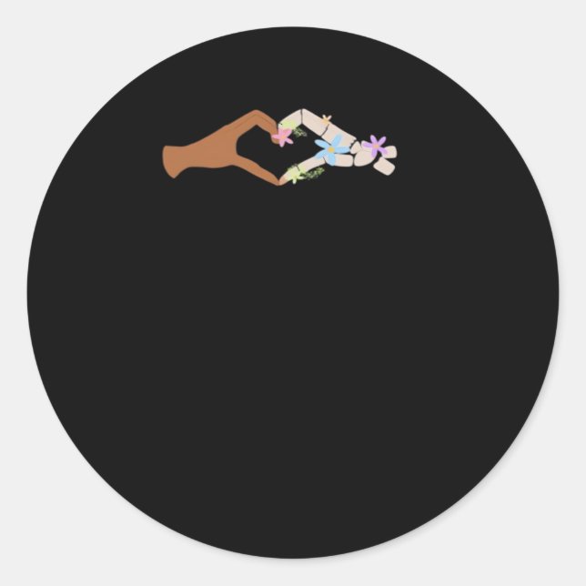 Sticker Rond Skeleton Hands Heart Show Basic (Devant)