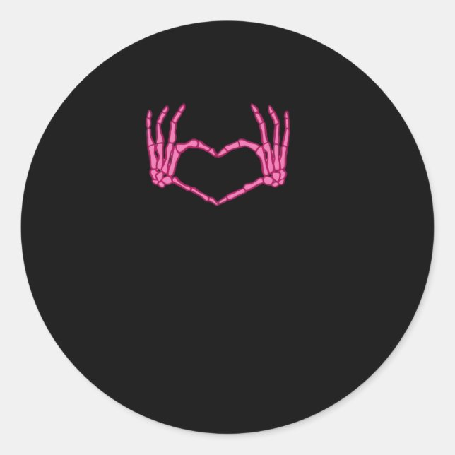 Sticker Rond Skeleton Heart Hands Classic (Devant)