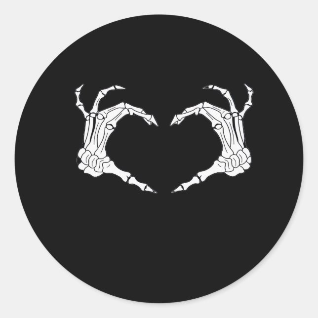 Sticker Rond Skeleton Heart Hands Classic (Devant)