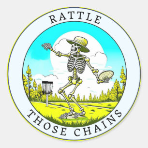 Sticker Rond Skeleton Jouer Disque Golf Accrochez ces chaînes