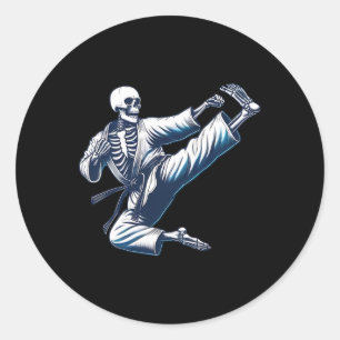 Sticker Rond Skeleton Karate Kick Martial Arts Kickboxing Mixed
