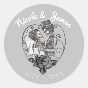 Sticker Rond Skeleton Love Couple Mariage Mariage