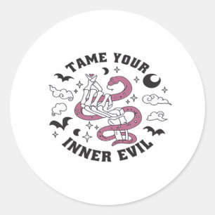 Sticker Rond Skeleton Main Making Heart