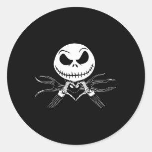 Sticker Rond Skeleton Mains Coeur Signer Drôle Crâne Halloween 