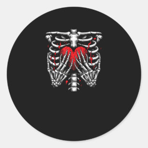 Sticker Rond Skeleton Mains tenant Coeur Halloween Costume amus