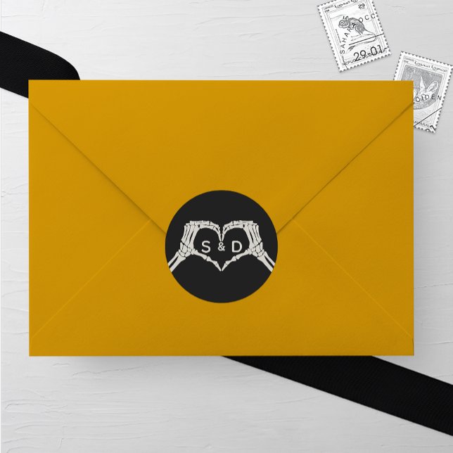 Sticker Rond Skeleton Mariage du coeur des mains (Créateur téléchargé)