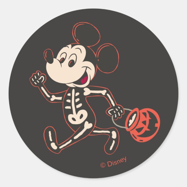 Sticker Rond Skeleton Mickey sur Halloween (Devant)