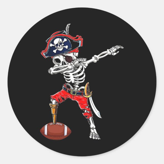 Sticker Rond Skeleton Pirate &amp ; coût d'Halloween du ballon  (Devant)