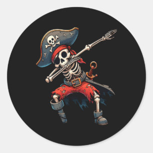 Sticker Rond Skeleton Pirate Kids