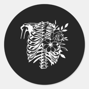Sticker Rond Skeleton Rib Cage Fleur Easy Halloween Costume 1