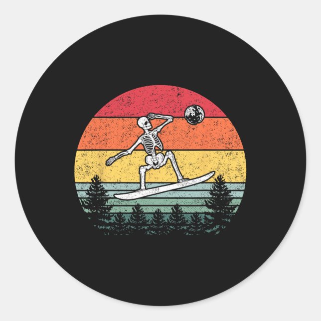 Sticker Rond Skeleton Snowboard Snowboard Moon Snowboard - (Devant)