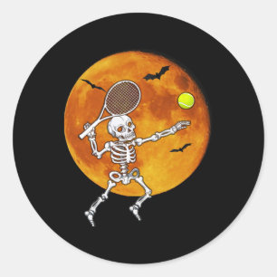 Sticker Rond Skeleton Tennis Halloween Racket Ll