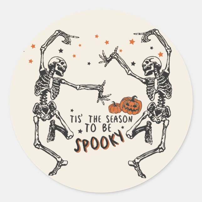 Sticker Rond Skeletons dansants Halloween (Devant)