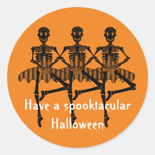 Sticker Rond Skeletons de danse Spooktacular Halloween (Devant)