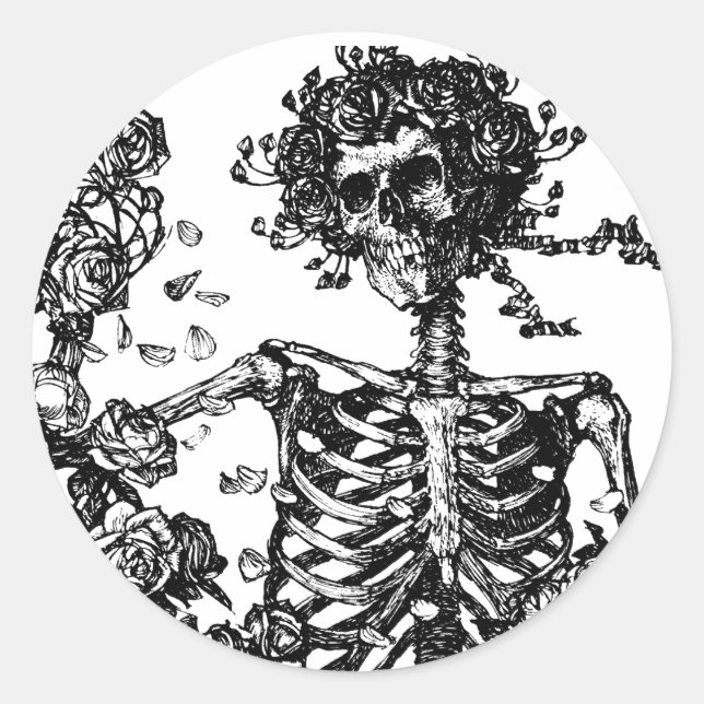 Sticker Rond Skeletons et Rose (Devant)