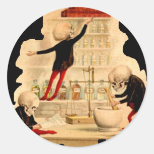 Sticker Rond Skeletons scientifiques