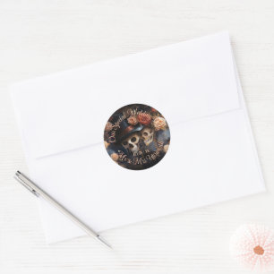 Sticker Rond Skeletons séduisants Romantique Kiss Mariage gothi