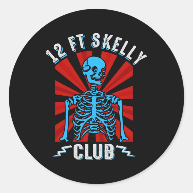 Sticker Rond Skelly Club de 12pieds Halloween Squelette de 12 p (Devant)