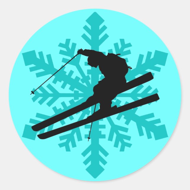 Sticker Rond ski à flocon de neige (Devant)