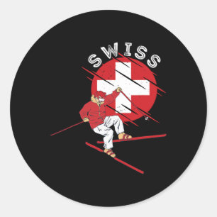 Sticker Rond Ski alpin suisse Schweiz Racines Drapeau de la Sui