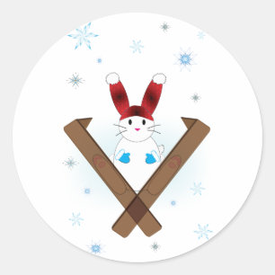 Sticker Rond Ski Bunny